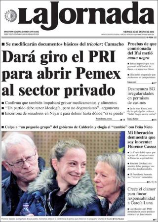 La Jornada, de México, opta por un diseño sencillo, en blanco y negro y poco sofisticado.