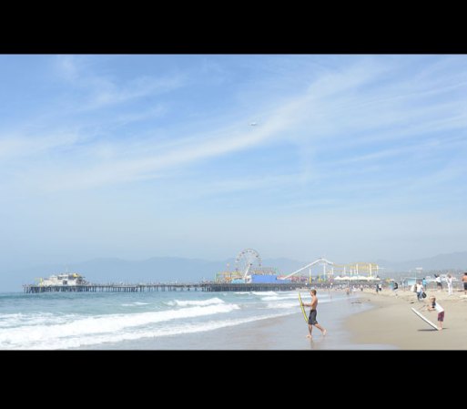 La playa de Santa Mónica también fue uno de los puntos para poder apreciar al Endevaour.