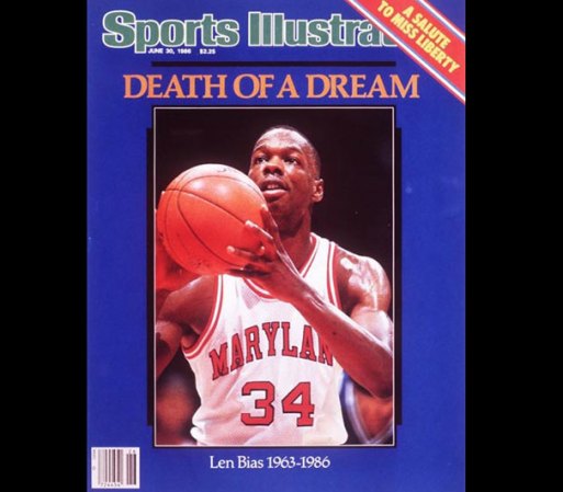 Len Bias alcanzó gran fama como jugador de “basket ball” y a los 22 años de edad murió de una sobredosis de drogas.