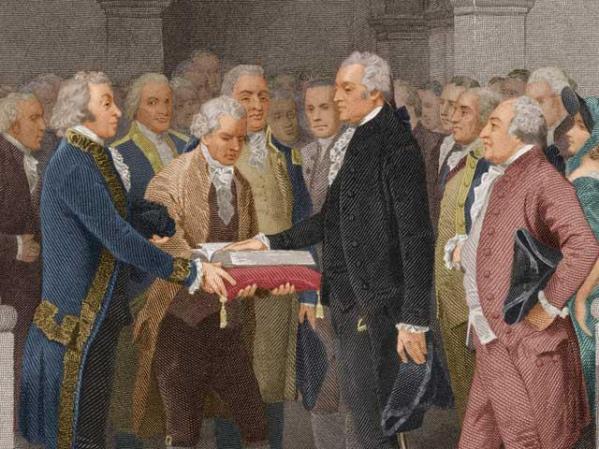 Inauguración del Presidente George Washington el 30 de abril de 1789.