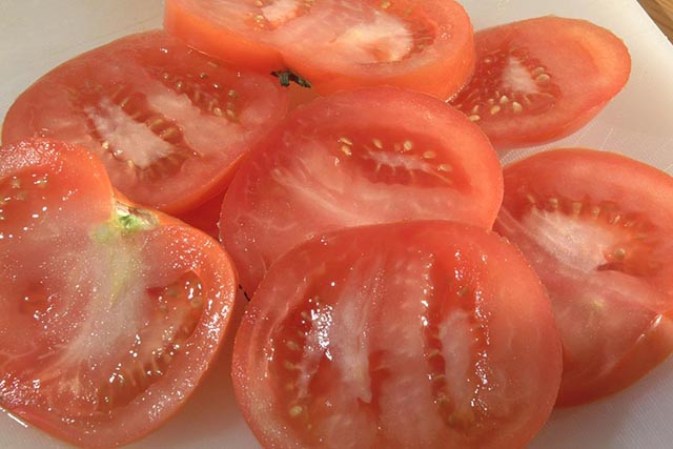 El tomate, común acompañante en las ensaladas están asociados a la salmonella. 31 brotes y 2,022 enfermedades fueron vinculadas a este fruto. El Centro para el Control y Prevención de Enfermedades y la Administración de Alimentos y Medicamentos han sugerido que las personas con alto riesgo de infección por salmonella o el E. coli se abstengan de consumirlos. (Esto incluye a ancianos, niños pequeños y personas con sistemas inmunológicos comprometidos)