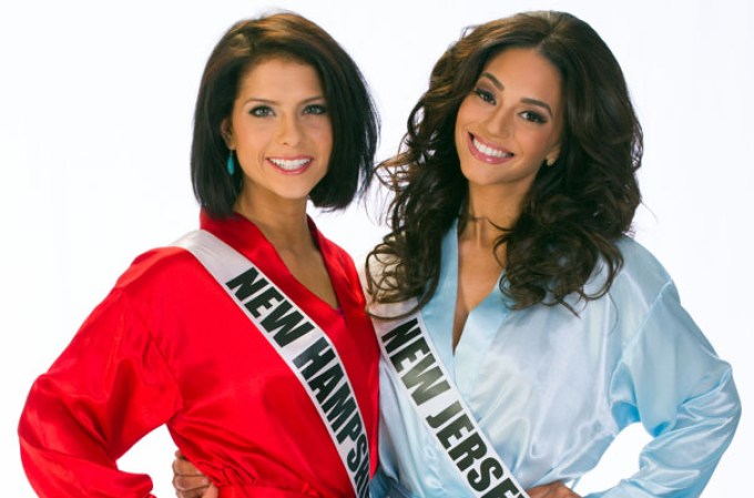 Miss New Hampshire USA 2013, Amber Faucher, and Miss New Jersey USA 2013, Libell Duran, pose in robes provided by Up2Date Fashion upon arriving to Planet Hollywood Resort and Casino, in Las Vegas, Nevada on May 31st, 2013. She will spend the next 2 weeks touring, filming, rehearsing, and making new friends while she prepares to compete for the coveted Miss USA Diamond Nexus Crown. Tune in to the LIVE NBC Telecast at 9:00 PM ET on June 16th, 2013 from PH Live to see who will win the title of MISS USA 2013.
HO/Miss Universe Organization L.P., LLLP