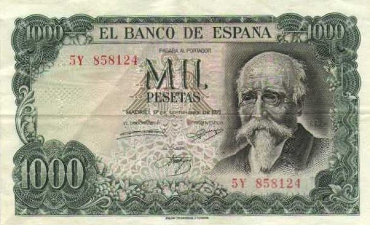 El madrileño José de Echegaray (figura central del billete de 1,000 pesetas de España), obtuvo el Premio Nobel de Literatura en 1904.