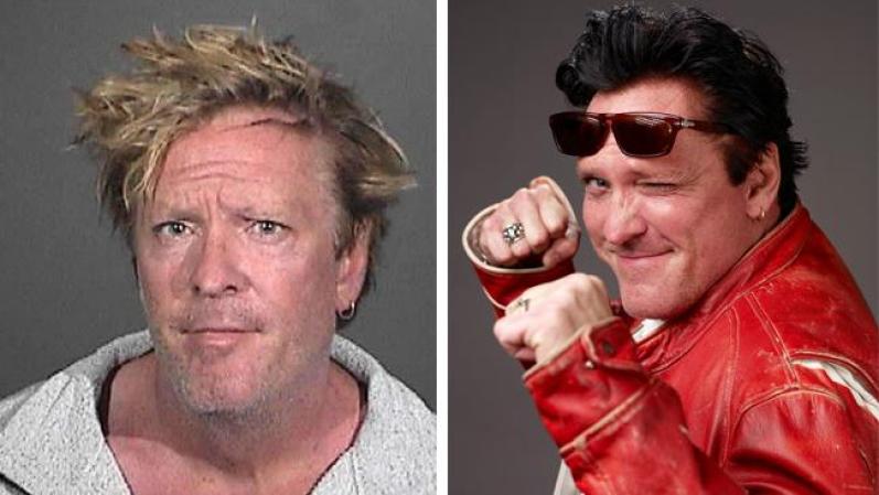 Foto policial de Michael Madsen junto con una imagen usada para promocionar un filme. Madsen fue detenido el 8 de marzo acusado de pelear con su hijo, que es un adolescente. Madsen, según informes policiales, estaba borracho.