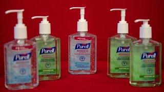 bottles of Purell hand sanitizer