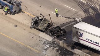 NB I-45 Closed in Wilmer, 18-Wheeler Crash