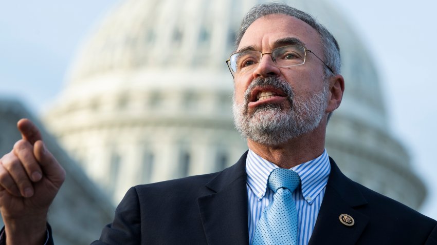 Rep. Andy Harris, R-Md., and members of the House Freedom Caucus conduct a news conference to call on Attorney General William Barr to release findings of an investigation into allegations of 2020 election fraud, outside the Capitol on Thursday, December 3, 2020.