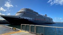 Holland America cruise ship, Koningsdam , docks in San Diego on Dec. 26, 2021.