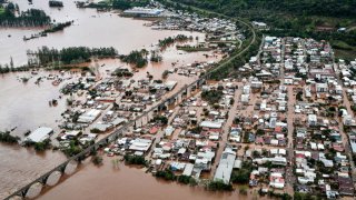 Así quedó Macum, en el estado de Rio Grande do Sul, en Brasil, tras el paso de la tormenta este martes.