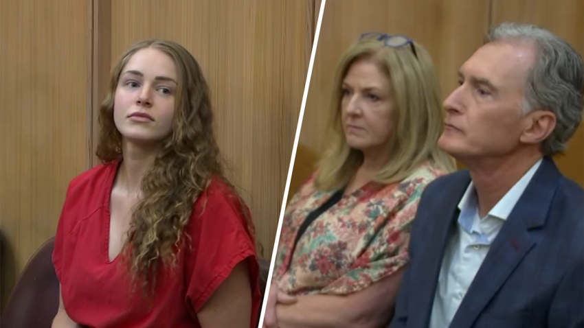 Courtney Clenney and her parents, Kim and Deborah Clenney, in court on July 11, 2024.