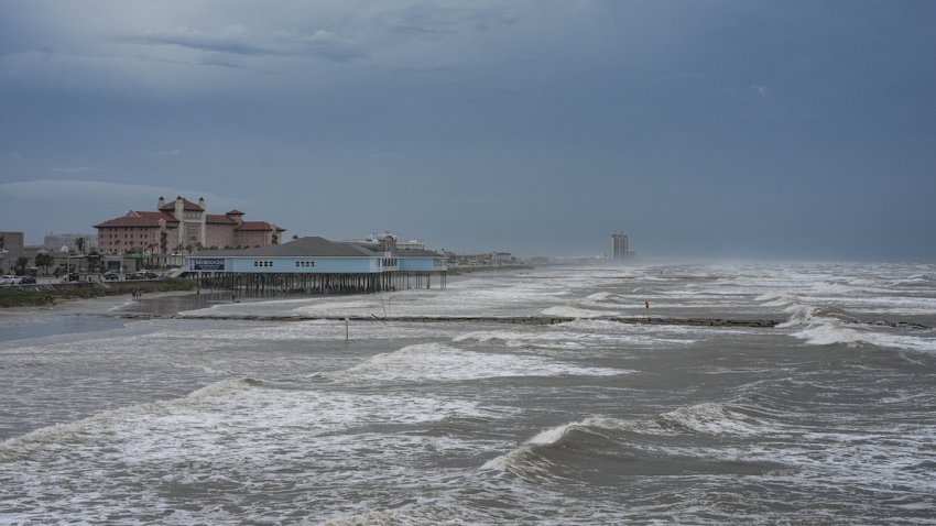 Tides rise and clouds loom overhead Galveston beach just before hurricane Beryl is expected to make landfall on Sunday, July 7, 2024 in Galveston.