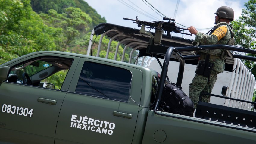 12 June 2024, Mexico, Tila: Security forces are deployed after villagers were displaced by violence. Photo: Daniel Diaz/dpa (Photo by Daniel Diaz/picture alliance via Getty Images)