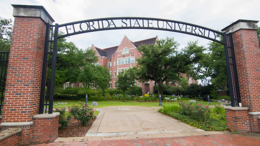 Tallahassee Florida FSU college entrance to school with arch and brick campus. (Photo by: Education Images/Universal Images Group via Getty Images)