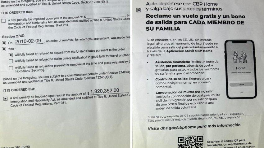 Dos de los documentos recibidos por Victor Mendoza en el que se le notificaba la multa de más de $1.8 millones.