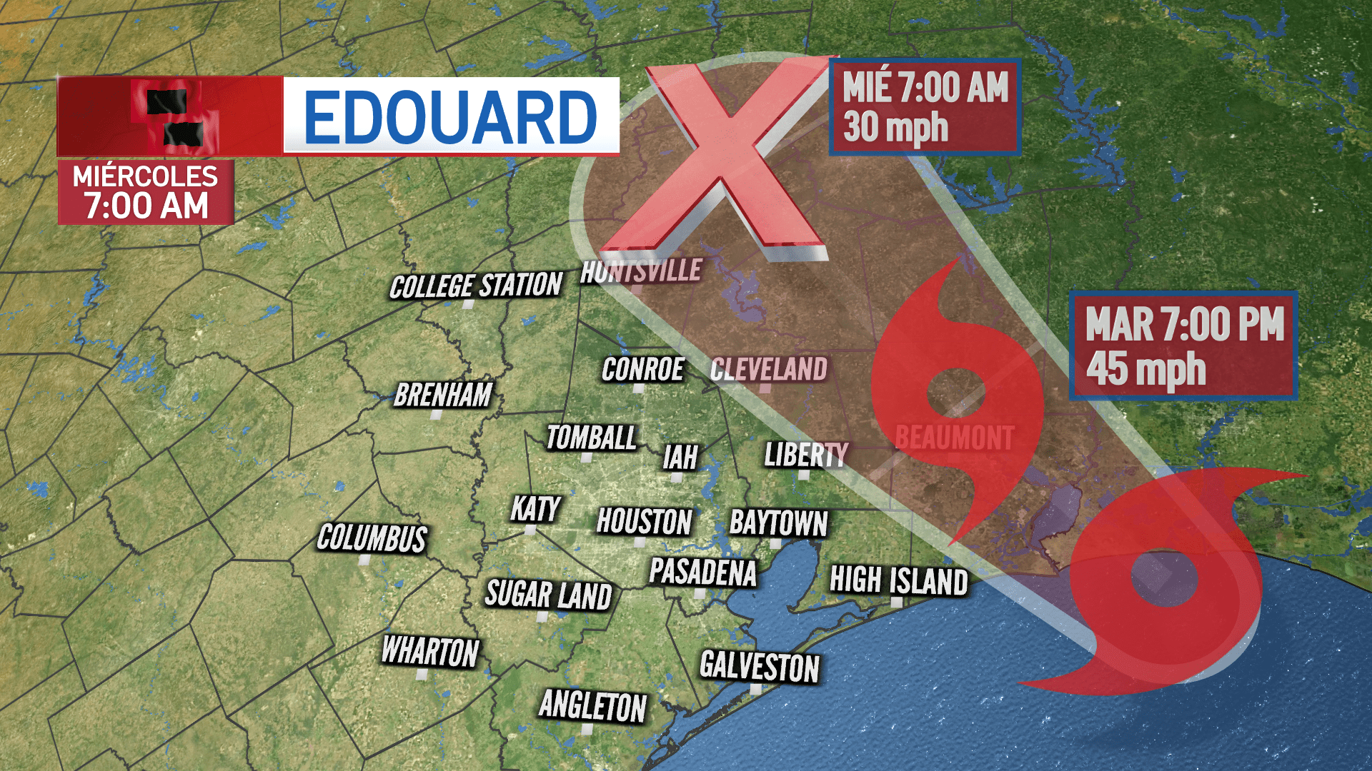 Edouard se debilita a depresión tropical tras dejar lluvias en el sureste de Texas