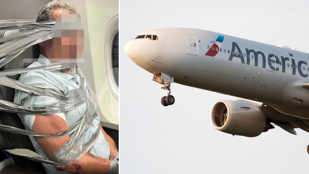Atan con cinta adhesiva a pasajero que se "tornó violento" en pleno vuelo de American Airlines